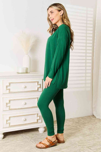 Ready to Rest Long Sleeve and Leggings Set in Dark Green