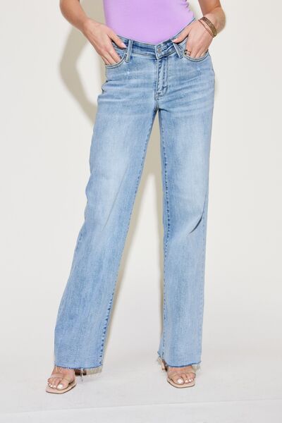 V Front Waistband Straight Jeans by Judy Blue