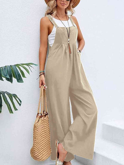 Wide Leg Overalls with Pockets