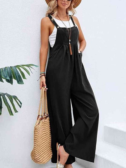 Wide Leg Overalls with Pockets