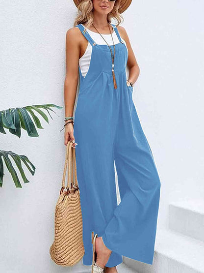 Wide Leg Overalls with Pockets