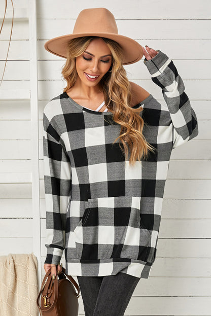 Plaid Tunic Sweatshirt