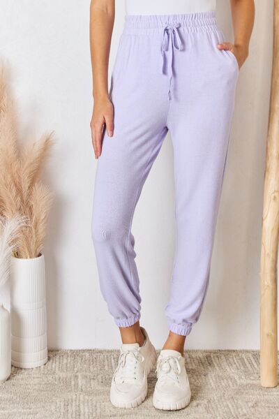Drawstring Ultra Soft Knit Jogger in Lavender by RISEN