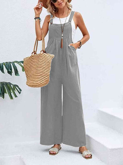 Wide Leg Overalls with Pockets