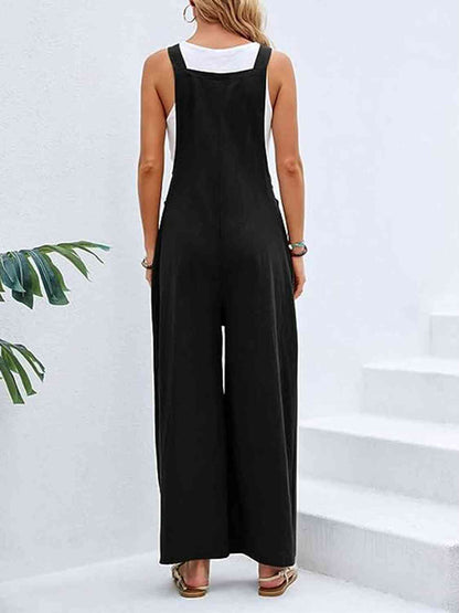 Wide Leg Overalls with Pockets