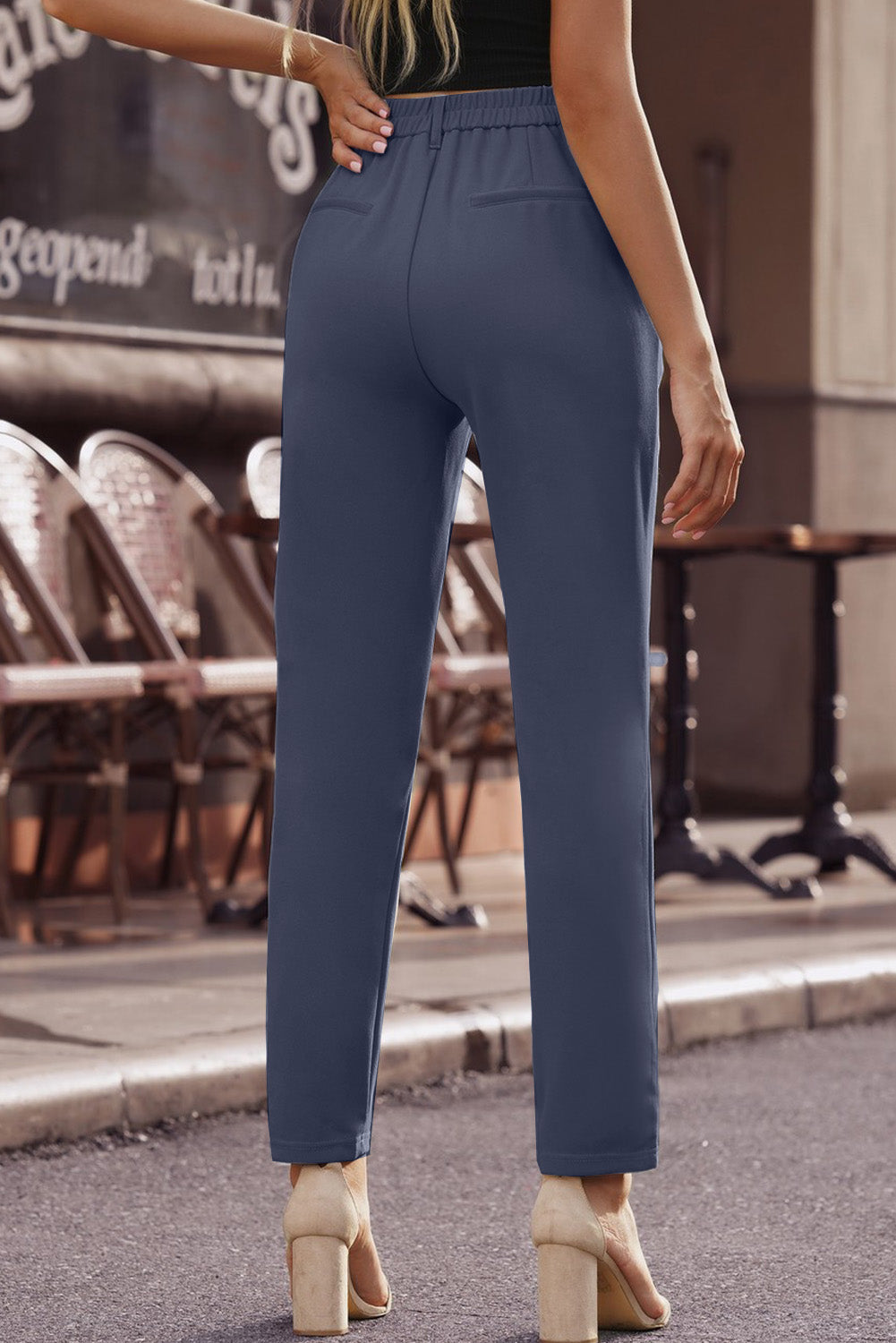 Women's Ankle-Length Straight Leg Pants  in Navy