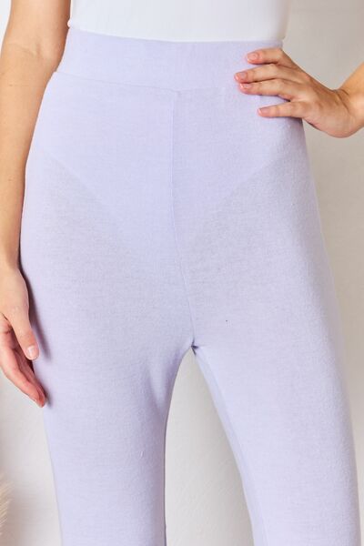 High Waist Ultra Soft Knit Flare Pants in Lavender by RISEN