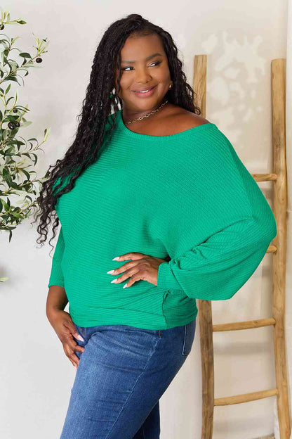 Batwing Sleeve Blouse in Green